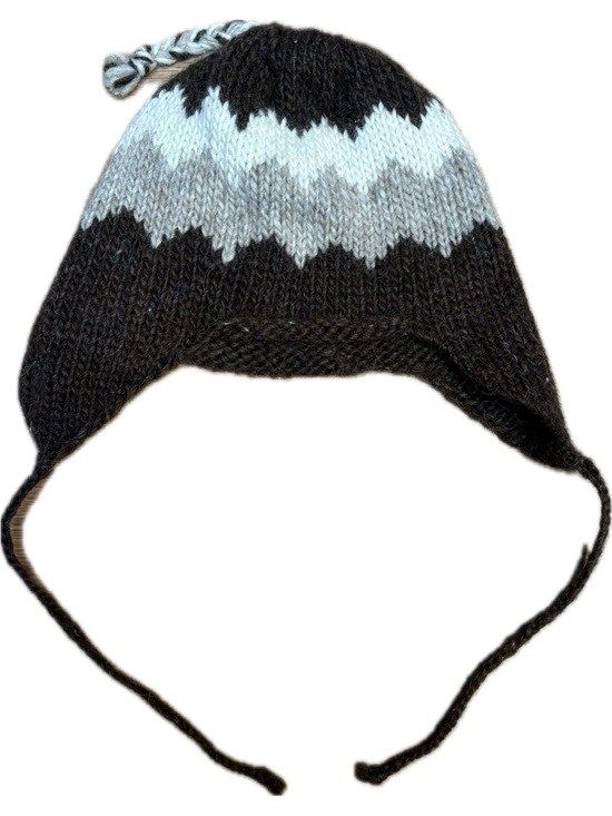 Other - Handmade Brown & Cream Knit Earflap Hat